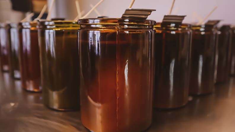 Mossberry Woods rustic candles curing
