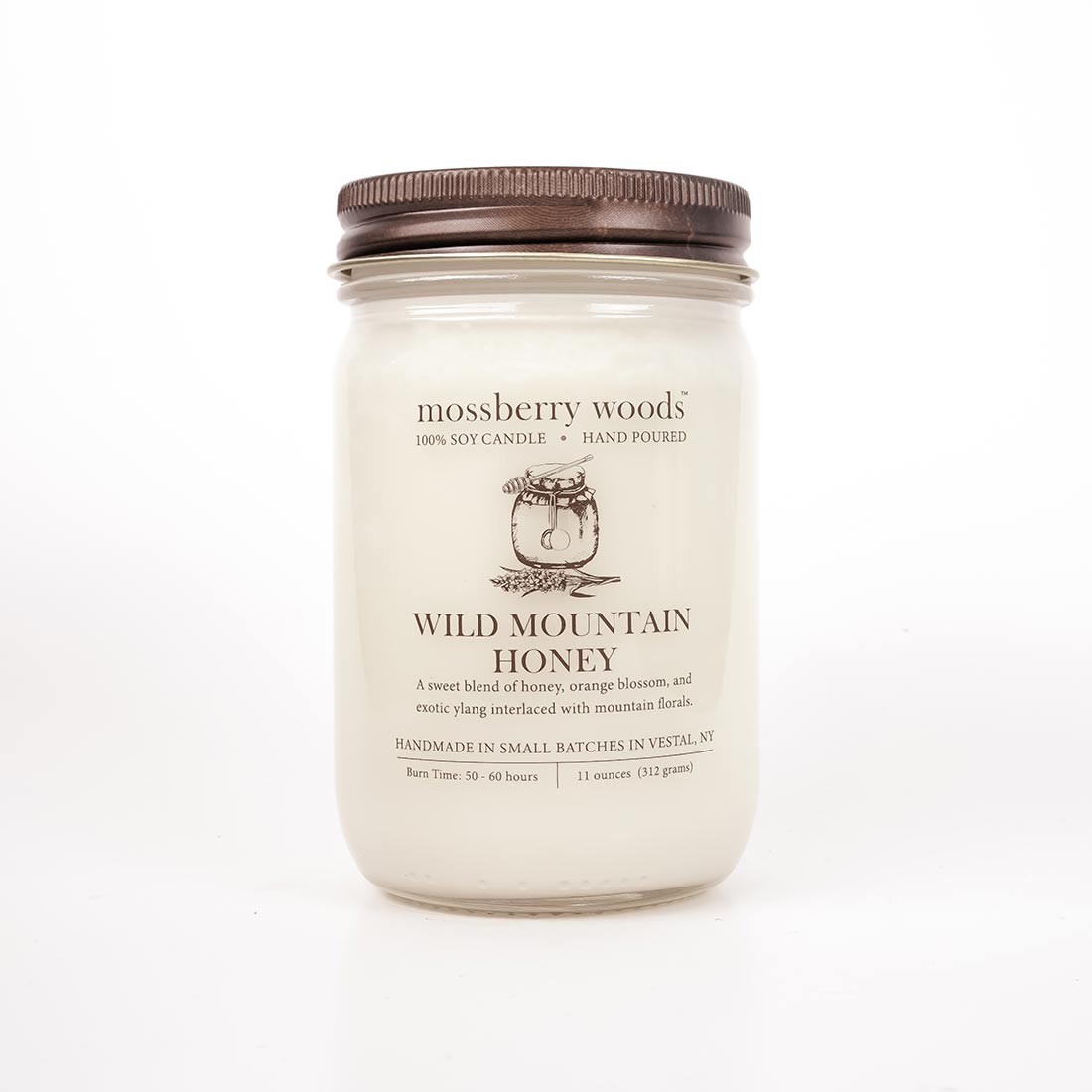 Wild Mountain Honey Country Cottage Candle with a rustic brown metal lid